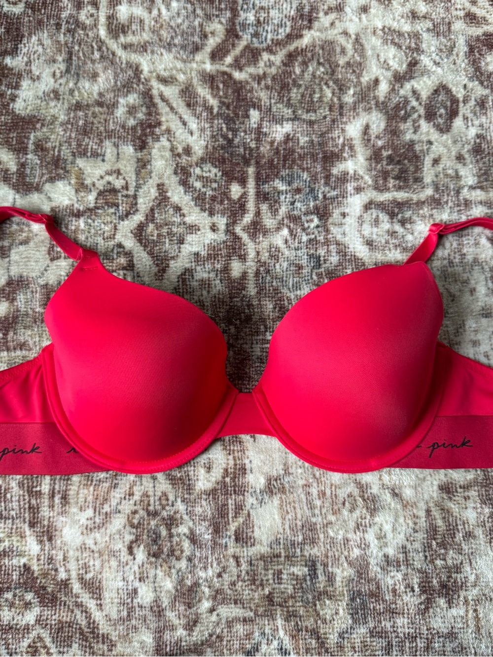 PINK Lightly Lined Full Coverage Red T-Shirt Bra